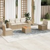 vidaXL Patio Sofa Set with Cushions Outdoor Furniture 6 Piece Poly Rattan - Beige and Cream - 2 of 4