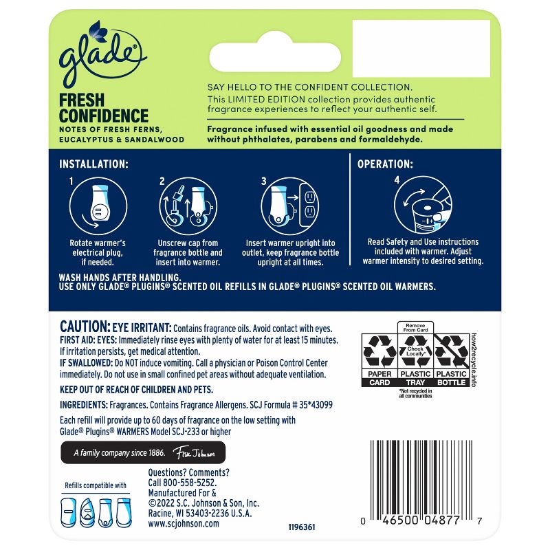 Glade PlugIns Scented Oil Air Freshener Refills - Fresh Confidence - 1.34 fl oz/2ct, 4 of 13