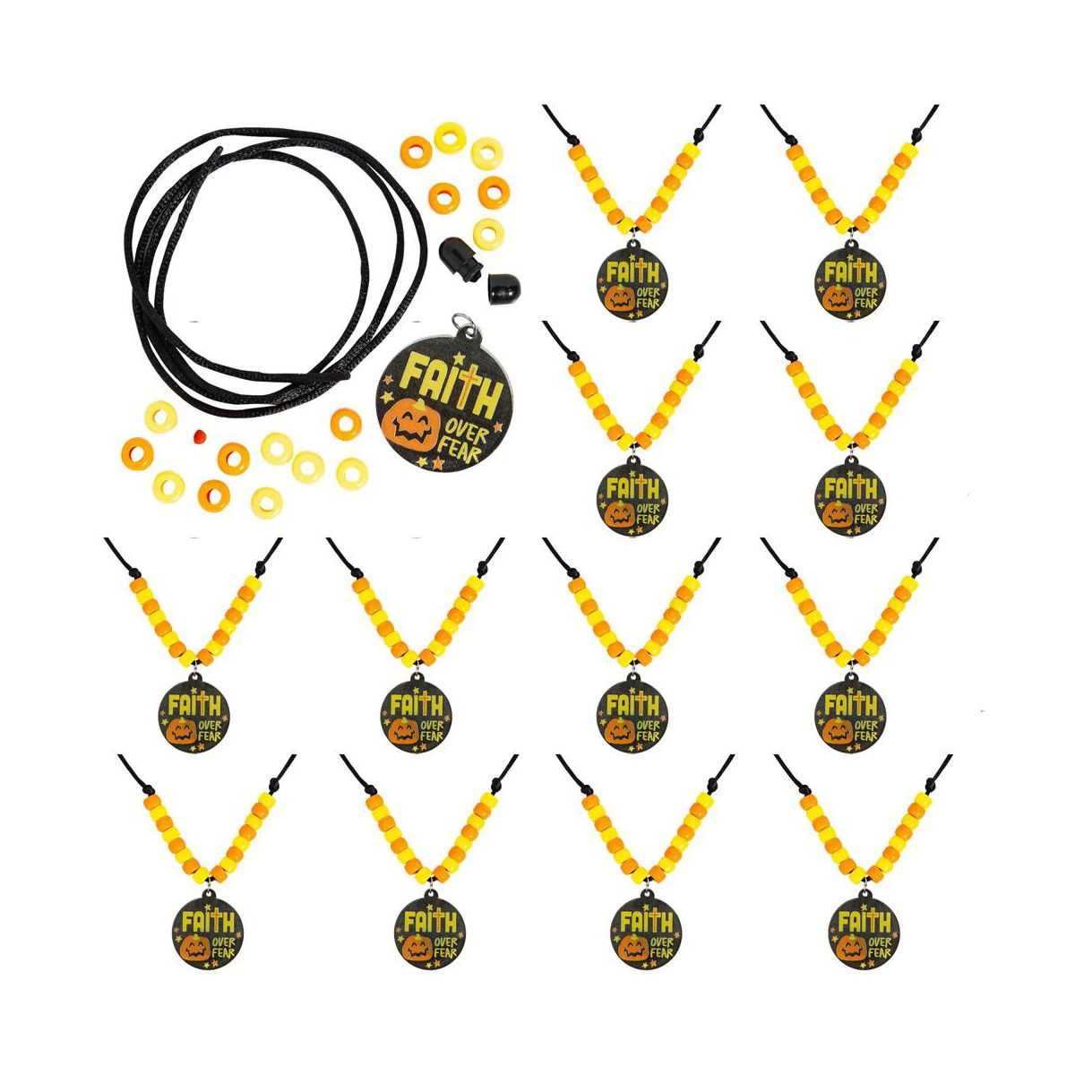 Faith Over Fear Religious Halloween Breakaway Necklace Craft Kit - Makes 12