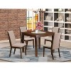 5-Piece Mahogany Finish Solid Wood Top - Upholstered Dining Room Set with High Back - Seats 4 - 2 of 4