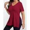 Womens Plus Size Tops Casual V Neck Short Sleeve Shirts Split Hem Blouses - 3 of 4