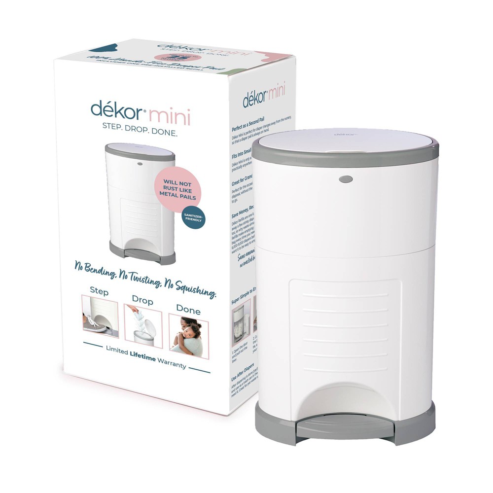 Dekor Mini Hands Free Diaper Pail - White