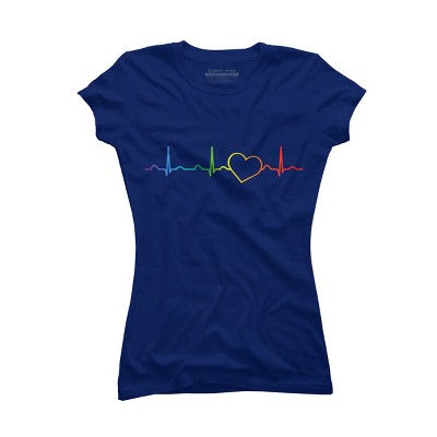 Adult Design By Humans Rainbow Pride Heartbeat By Luckyst T-Shirt