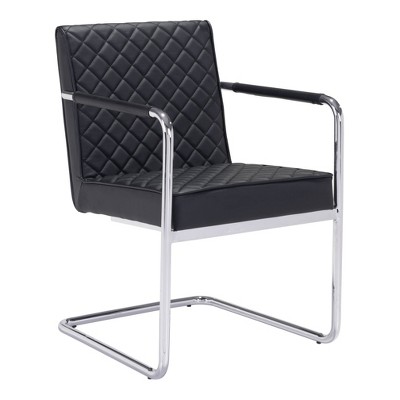 Set of 2 Modern Upholstered and Chromed Steel Cantilever Dining Chair Black - ZM Home