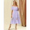 Allegra K Women's Off Shoulder Ruffle Lace Insert High Waist Short Sleeve Flowy Maxi Dress - 2 of 4