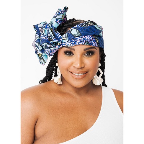 African Head Wrap Scarf - Yellow Green Kente - D'IYANU