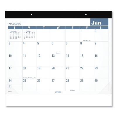 Easy-to-Read Monthly Desk Pad, 22 x 17, White/Blue Sheets, Black Binding, Clear Corners, 12-Month (Jan to Dec): 2026