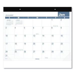 Easy-to-Read Monthly Desk Pad, 22 x 17, White/Blue Sheets, Black Binding, Clear Corners, 12-Month (Jan to Dec): 2026 - 1 of 4