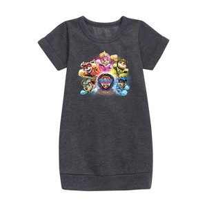- Paw Patrol - Mighty Movie Character Group Graphic Short Sleeve Fleece Dress - 1 of 4