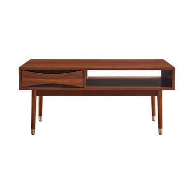 Dawson Modern Wooden Coffee Table with Storage Walnut - Teamson Home