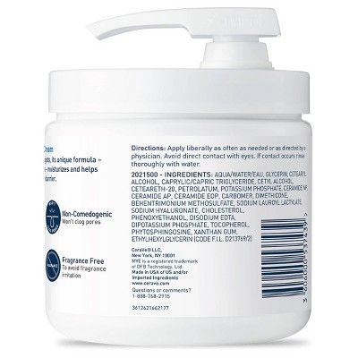 CeraVe Moisturizing Face & Body Cream with Pump for Normal to Dry Skin — 16 floz