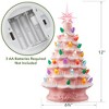 Casafield Hand Painted Ceramic Christmas Tree, 12-Inch Pre-Lit Tree with 100 Multi Color Lights and 2 Star Toppers - 4 of 4