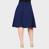 24seven Comfort Aapparel Womens Plus Pleated Elastic Waist Knee Length Pocket Skirt - 3 of 4