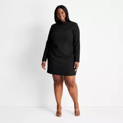 Women's Long Sleeve Mock Neck Open Back A-Line Mini Dress - Future Collective™ with Kahlana Barfield Brown Black