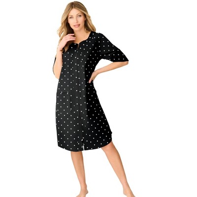 Dreams & Co. Plus Size Short French Terry Zip-Front Robe