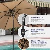 DOMETOUR 9ft Khaki Outdoor Patio Umbrella with 8 Ribs, UV Protection and Waterproof for Garden Deck Backyard Pool - 3 of 4