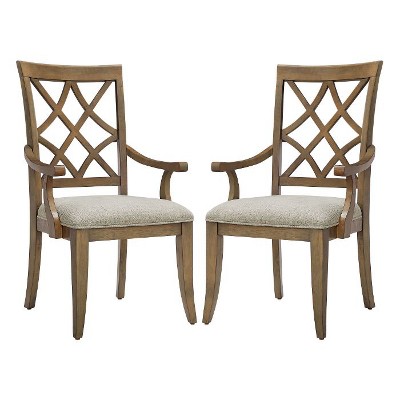 CAVINAS Set of 2 Wooden Dining Chairs with Cushioned Seat, Upholstered High Back Kitchen Chairs with Solid Rubberwood Frame