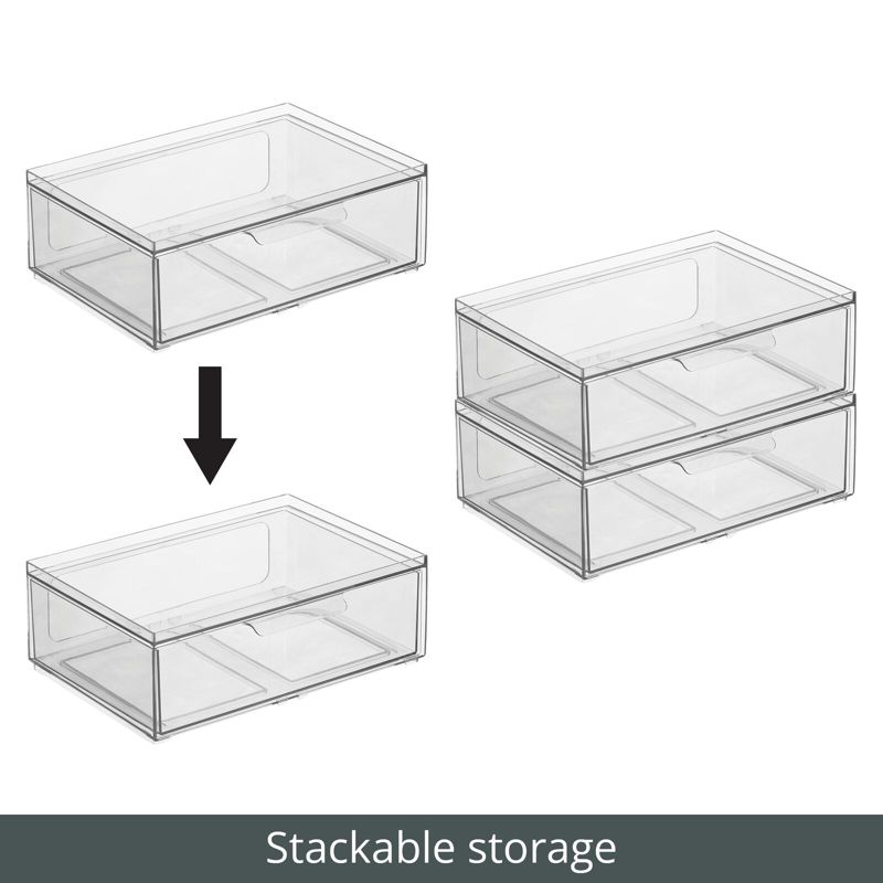 mDesign Stacking Plastic Storage Kitchen Bin with Pull-Out Drawers, 5 of 11