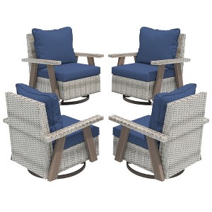 YARDSIGHT  Outdoor Swivel Patio Chairs with 360° Rotation, All-Weather PE Wicker Armchairs with Cushions for Garden, Deck, Porch, and Backyard - 1 of 4