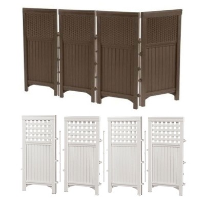 Suncast 4 Panel Wicker Screen Enclosure, Java & Outdoor 4-Panel Fence, White
