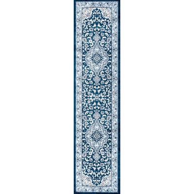 Navy/Blue Medallion Easy-Care Synthetic Area Rug
