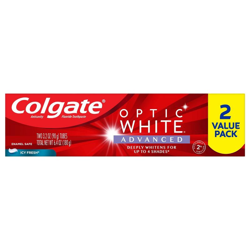 Colgate Optic White Advanced Whitening Toothpaste - 3.2oz - Icy Fresh - 3.2oz/2pk, 4 of 7