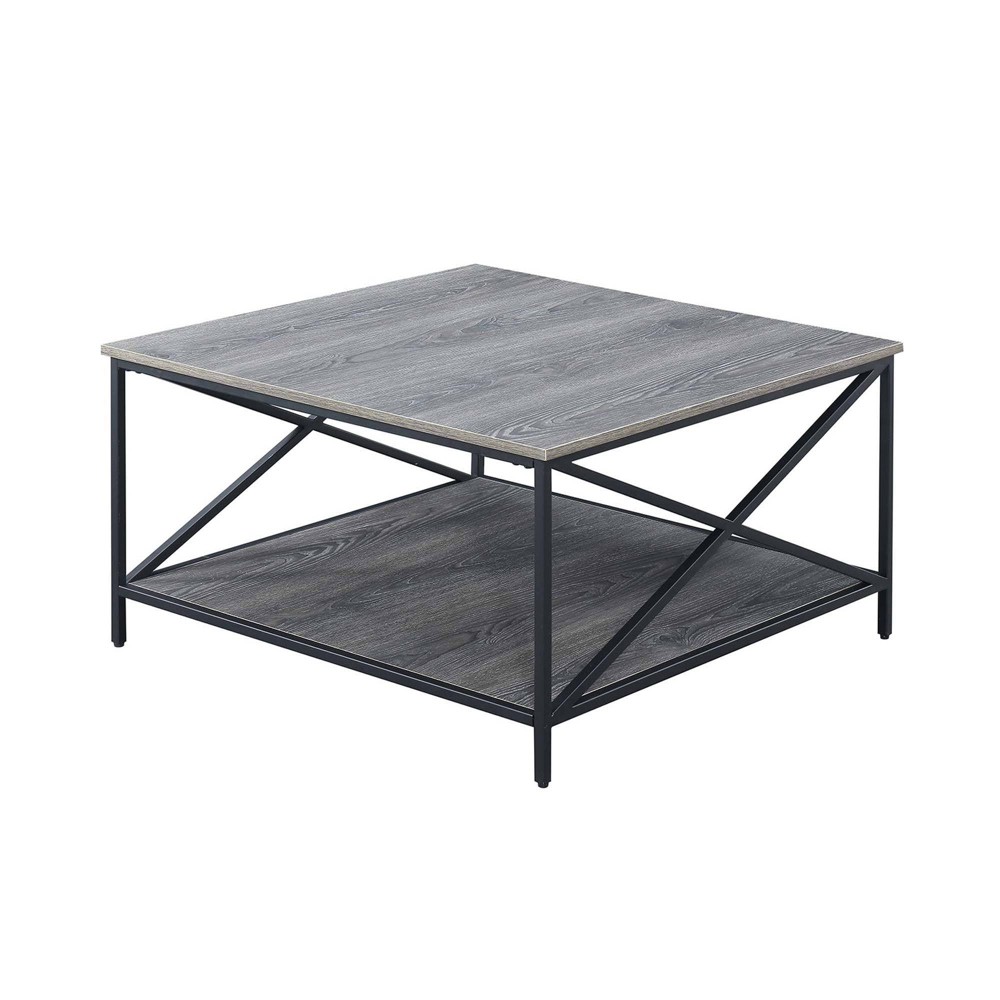 Breighton Home Tucson Metal Square Coffee Table Weathered Gray/Black: Modern Living Room Furniture, 4-Leg Design