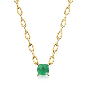 Ross-Simons 0.50 Carat Emerald Paper Clip Link Necklace in 18kt Gold Over Sterling - 1 of 4