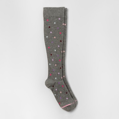 Dr. Motion Women's Mild Compression Dancing Dots Knee High Socks - Gray Heather 4-10