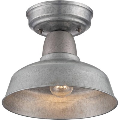 John Timberland Rustic Outdoor Ceiling Light Fixture Semi Flush Urban Barn Farmhouse Galvanized 10 1/4" for Porch Kitchen