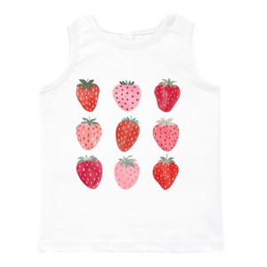 The Juniper Shop Strawberry Watercolor Chart Toddler Tank - 3T - White - 1 of 4