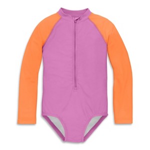 Primary Kids Long Sleeve One-Piece Rash Guard in Lilac Cantaloupe Size 5 - 1 of 1