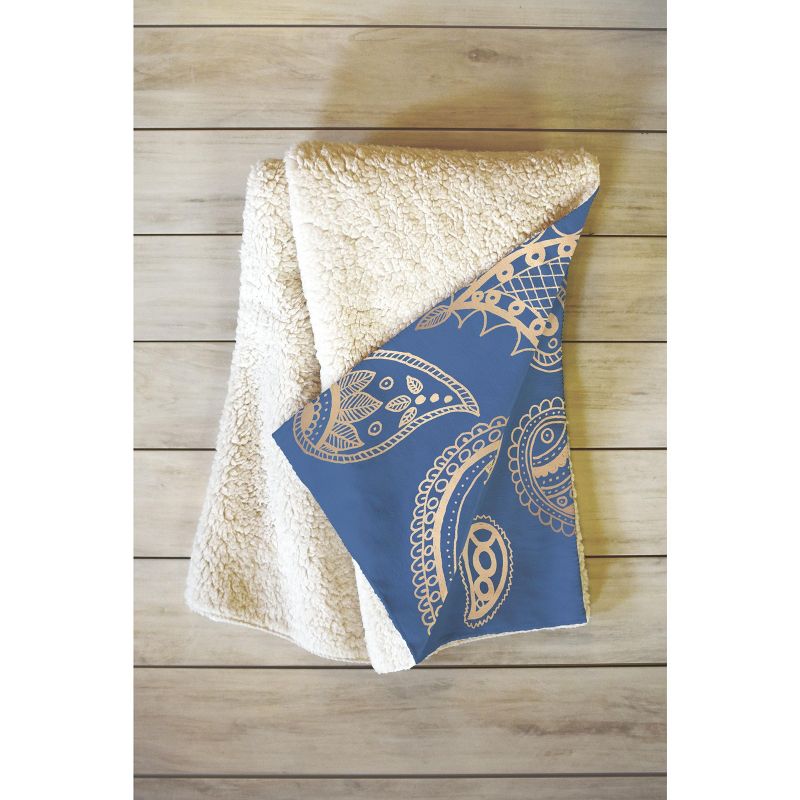 Cynthia Haller Classic blue and gold paisley Fleece Blanket - Deny Designs, 2 of 3
