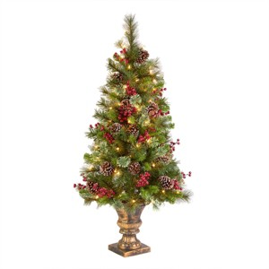 National Tree Company 4' Pre-lit Iced Berry Mini Artificial Christmas Tree with Clear Lights: Indoor/Outdoor, Hinged Branches, PVC - 1 of 4