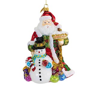 Huras Family 7.0 Inch Best Friends Forever Santa Snowman Christmas Tree Ornaments - 1 of 3