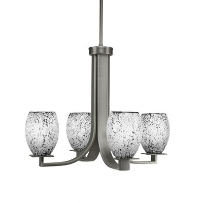 Toltec Lighting Apollo 4 - Light Chandelier in  Graphite with 5" Black Fusion Shade
