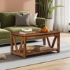 Coffee Table 43" with Storage Shelf and Sturdy V-Shaped Support, Farmhouse Wood Center Table for Living Room, Bedroom, Office, Balcony - 2 of 4