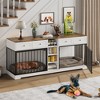 Double Dog Crate Furniture, Large Wooden Dog House with 4 Drawers - 3 of 4