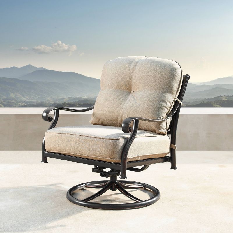 2pk Aluminum Outdoor Deep Seating Swivel Rocking Club Chairs - Copper/Gray - Oakland Living, 4 of 7