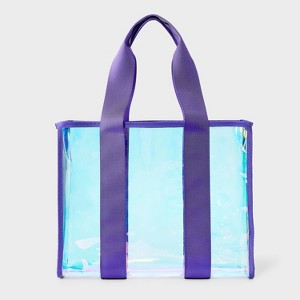 Girls' Vinyl Swim Tote Handbag - art class™ Iridescent Purple: Lightweight TPU Shell, Double Handle - 1 of 4