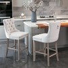 QingMoon Velvet Upholstered Barstools, Button Tufted Counter Chairs Set of 2 with Nailhead Trim and Wooden Legs for Kitchen, Cafe, Pub - 2 of 4