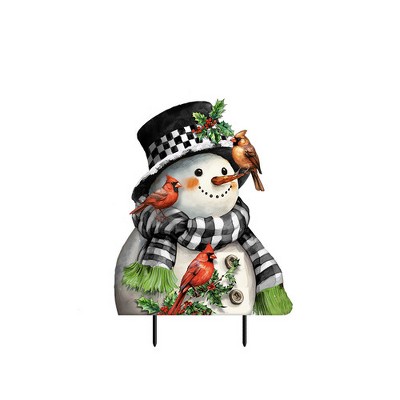 Briarwood Lane Winter Metal Art 26x15 Snowman With Cardinals For Winter Metal Art
