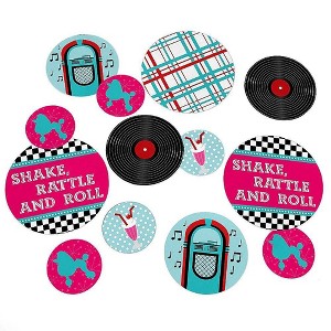Big Dot of Happiness 50's Sock Hop - 1950s Party Giant Circle Confetti - Rock N Roll Party Decorations - Large Confetti 27 Count - 1 of 4