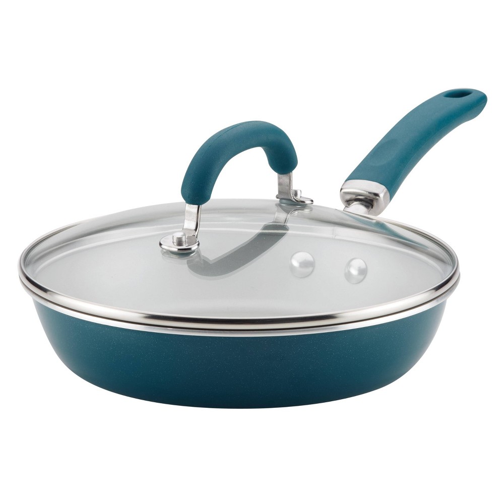 Rachael Ray Create Delicious 9.5 Aluminum Nonstick Deep Skillet with Lid Teal