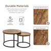 FONTOI Round Nesting Coffee Table Set of 2 Side Table for Living Room Multi-functional Side Table with Metal Frame Bedroom, Brown, 26.77"*25.59"*4.33" - 4 of 4