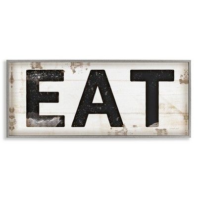Stupell Industries Eat Typography Vintage Sign Black Framed Giclee Art