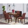 5-Piece Mahogany Finish Solid Wood Top - Rectangular Dining Room Set - Seats-4 - 2 of 4