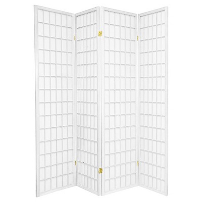 Photo 1 of 6 ft. Tall Window Pane Shoji Screen - White (4 Panels)