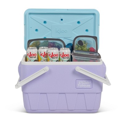 Retro Lilac and Blue Hard Sided Picnic Cooler