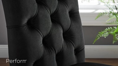 Gray Velvet Upholstered Side Chair with Wood Legs